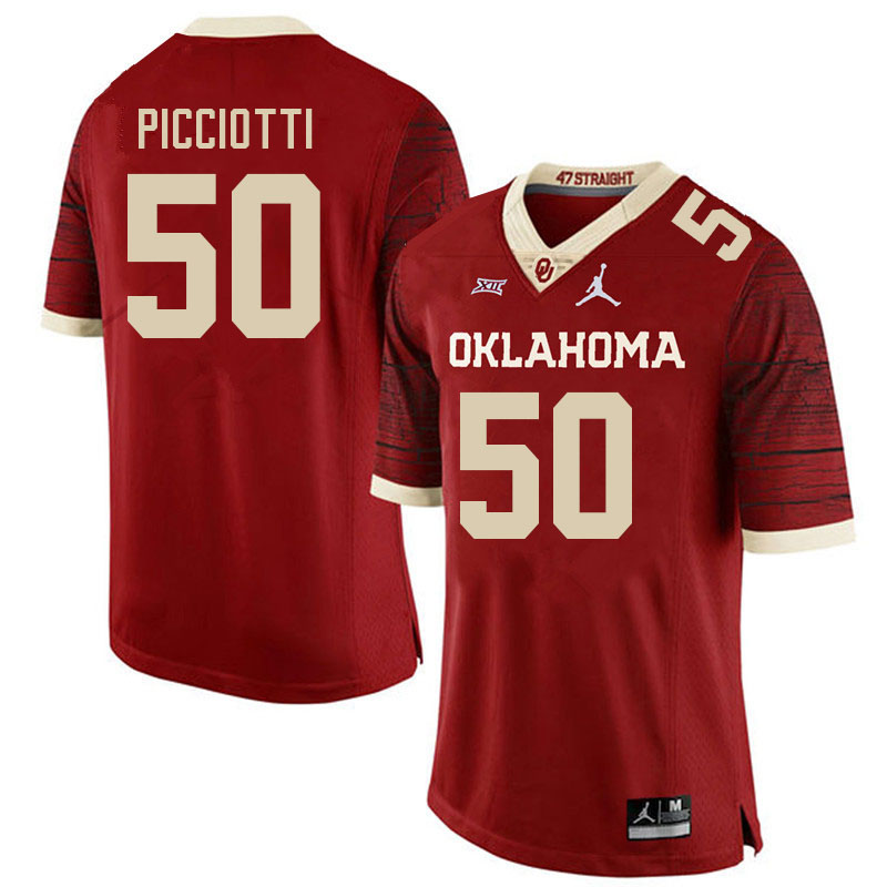 Men #50 Phil Picciotti Oklahoma Sooners College Football Jerseys Stitched-Retro
